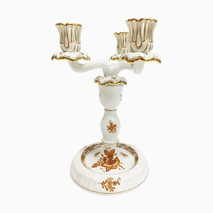 Chinese Bouquet Apponyi Rust Porcelain Candleholders from Herend Hungary, Set of 2-UCH-1224580