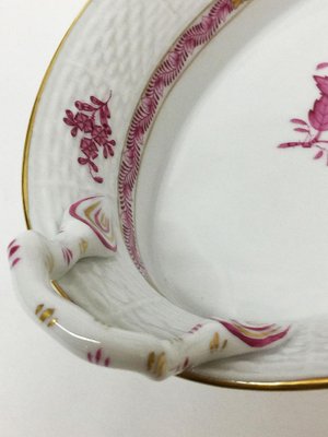 Chinese Bouquet Raspberry Porcelain Bread Basket from Herend Hungary-UCH-1224854