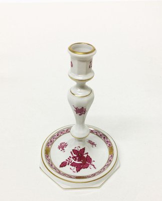 Chinese Bouquet Raspberry Porcelain Candleholders from Herend Hungary, Set of 4-UCH-1224474