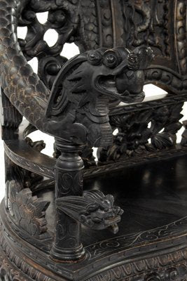 Chinese Carved Wood Living Room Set, 1930s, Set of 4-ABO-1438853