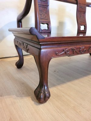 Chinese Carved Wooden Bench Seat, Late 19th Century-SYQ-1726175