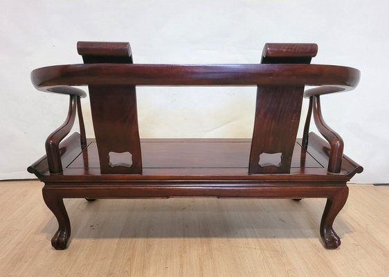 Chinese Carved Wooden Bench Seat, Late 19th Century-SYQ-1726175