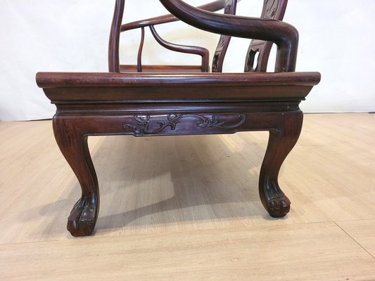 Chinese Carved Wooden Bench Seat, Late 19th Century-SYQ-1726175