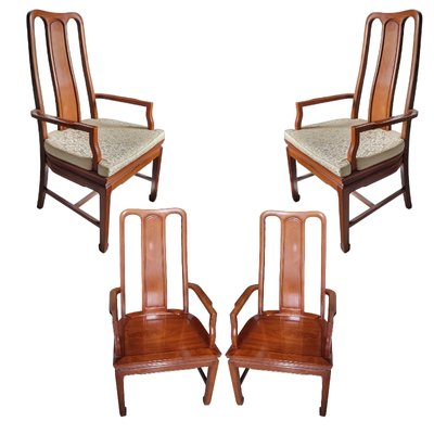 Chinese Chairs in Wood & Silk, Set of 4-TCS-1743096