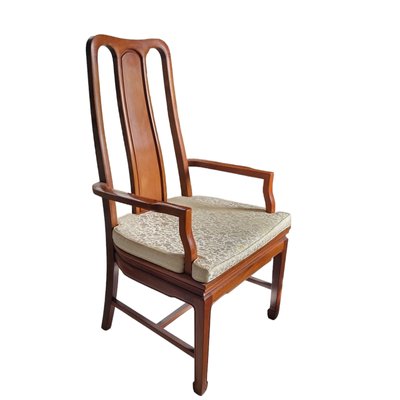 Chinese Chairs in Wood & Silk, Set of 4-TCS-1743096