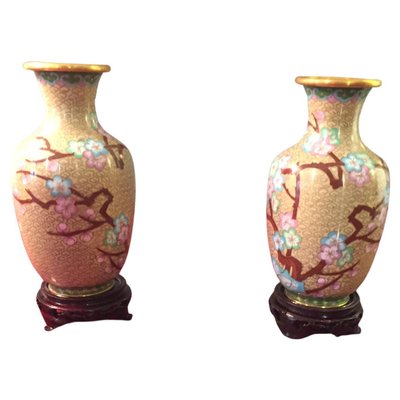 Chinese Cloisonné Vases in Enamel and Gild, 1920-HQI-1335905