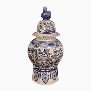 Chinese Delft Decor Fô dog Vase, Mid-20th Century-QKG-1765004