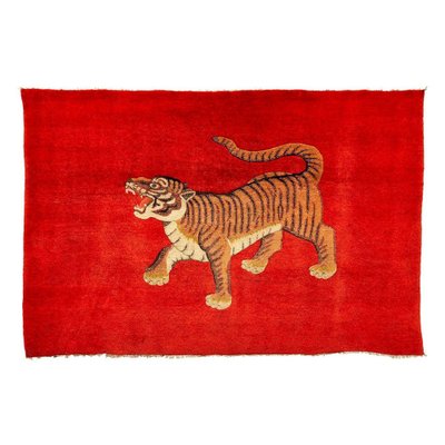 Chinese Export Hand Knotted Wool Pao Tou Tiger Rug, 1900-WM-1274635