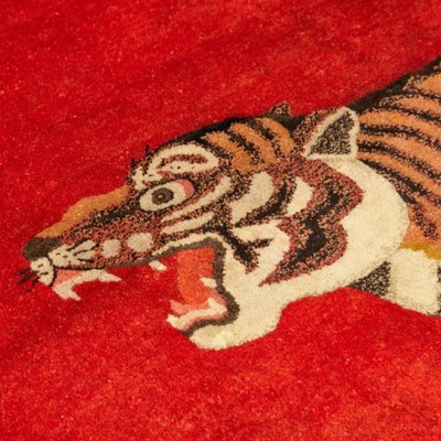 Chinese Export Hand Knotted Wool Pao Tou Tiger Rug, 1900-WM-1274635