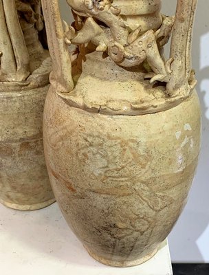 Chinese Funerary Terracotta Glazed Vases, Set of 2-IKW-823951