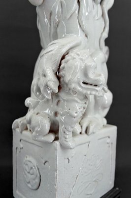 Chinese Guardian Lions in White Ceramic, Set of 2-XNH-1804483