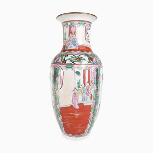 Chinese Hand Painted Famille Rose Medallion Ceramic Vase, 1970s-RUK-1758086