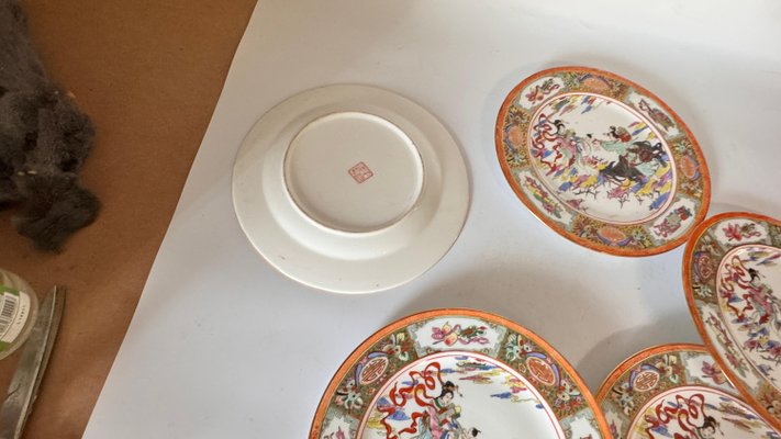 Chinese Hand Painted Plates, 1960, Set of 5-UR-2034072