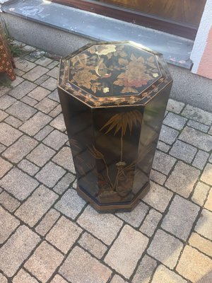 Chinese Pillar Chest of Drawers in Black Lacquer, 1920-NYZ-2027871