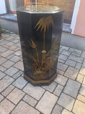 Chinese Pillar Chest of Drawers in Black Lacquer, 1920-NYZ-2027871