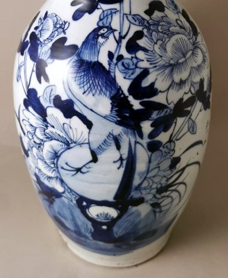 Chinese Porcelain Baluster Vase with Cobalt Blue Floral Decoration, 1888-QRS-1761540