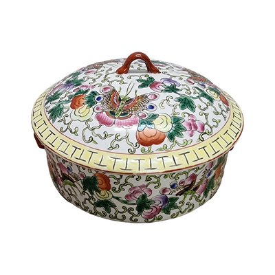 Chinese Porcelain Cookie Jar with Butterflies, 1920s-VHW-2028233