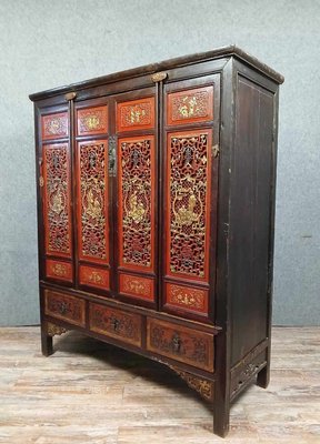 Chinese Red Lacquer Cabinet, Late 19th Century-MWB-2021603