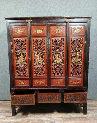 Chinese Red Lacquer Cabinet, Late 19th Century-MWB-2021603