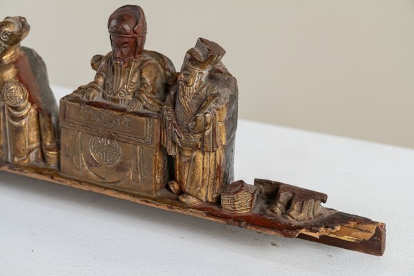 Chinese Relief Fragment of Carved and Lacquered Wood, 1800s-UJE-2021196