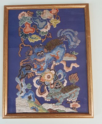 Chinese Silk Embroidery Artwork with Lions-QDP-1412001