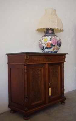 Chinese Vase Table Lamp with Hand-Embroidered Lace Shade, 1950s-KNM-884875