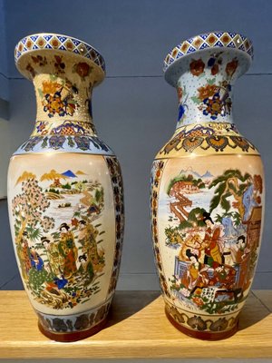 Chinese Vases Depicting Meeting in the Garden, Set of 2-OPE-987930