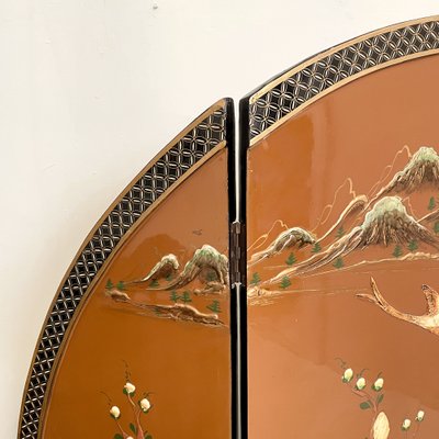 Chinoiserie and Black Lacquer Four-Panel Folding Screen Room Divider, 1930s-FB-1405259