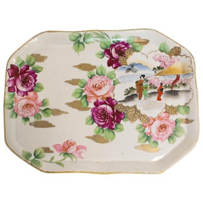 Chinoiserie Hand-Painted Porcelain Plate or Tray, Late 19th Century-RIU-803554