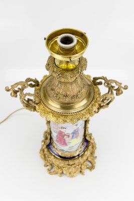 Chinoiserie Style French Gilt Bronze and Hand Painted Porcelain Table Lamp-KEG-1086533