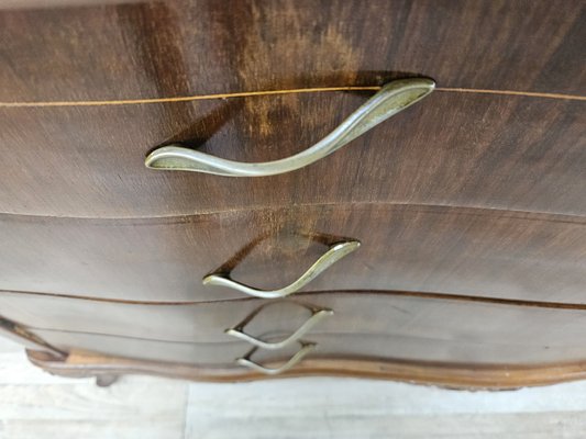 Chippendale Chest of Drawers in Walnut and Maple with Brass Handles, 1930-ZUW-2022691