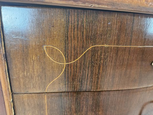 Chippendale Chest of Drawers in Walnut and Maple with Brass Handles, 1930-ZUW-2022691