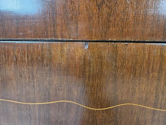 Chippendale Chest of Drawers in Walnut and Maple with Brass Handles, 1930-ZUW-2022691