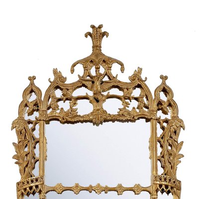 Chippendale Handcrafted Rectangular Gold Foil Wood Mirror, Spain, 1970s-UZ-881448