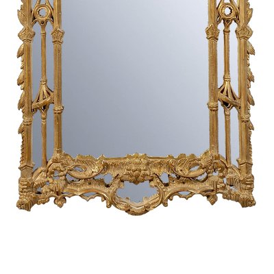 Chippendale Handcrafted Rectangular Gold Foil Wood Mirror, Spain, 1970s-UZ-881448