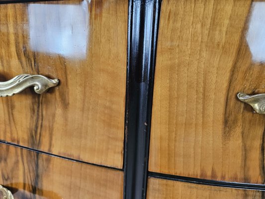 Chippendale Style Chest of Drawers in Burr Walnut and Blond Walnut with Glass Top, 1940-ZUW-2023430