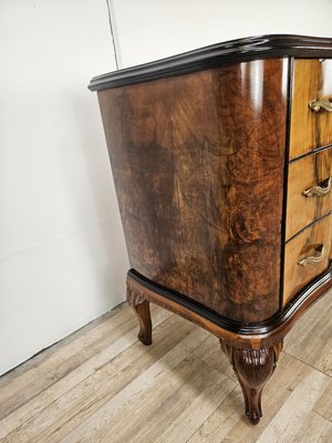 Chippendale Style Chest of Drawers in Burr Walnut and Blond Walnut with Glass Top, 1940-ZUW-2023430