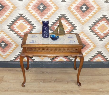 Chippendale Style Side Table in Tiles & Braid, 1960s-AFE-1326063