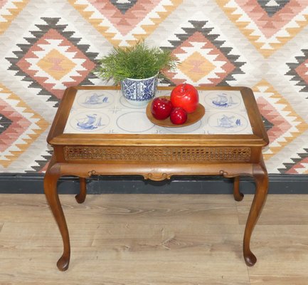 Chippendale Style Side Table in Tiles & Braid, 1960s-AFE-1326063