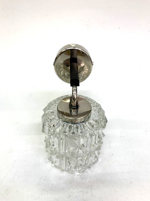 Chiseled Glass Sconce with Nickel Plated and Wooden Accents, 1970s-UWE-621582