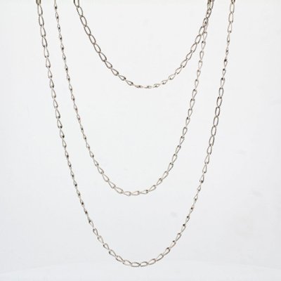 Chiseled Silver Long Chain Necklace, 1900s-OLU-1099178