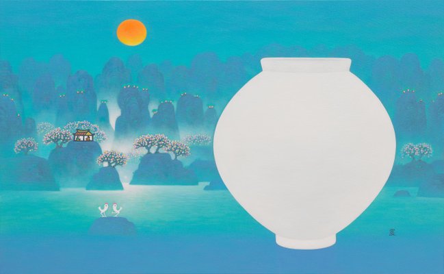 Cho Mun-Hyun, Landscape with a Moon Jar, 2022, Acrylic on Canvas-CHG-1368711