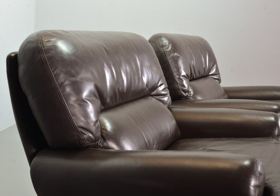 Chocolate Brown Leather Chairs, Belgium, 1970s, Set of 2-IXC-1429014