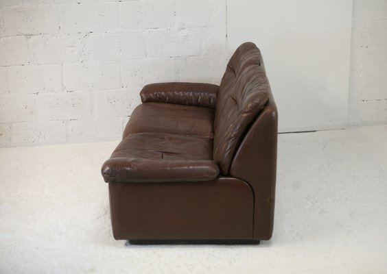 Chocolate Leather Sofa from De Sede, Switzerland, 1970s-MAO-1313291