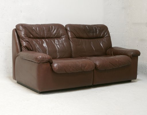 Chocolate Leather Sofa from De Sede, Switzerland, 1970s-MAO-1313291