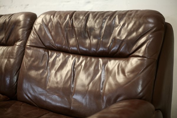 Chocolate Leather Sofa from De Sede, Switzerland, 1970s-MAO-1313291