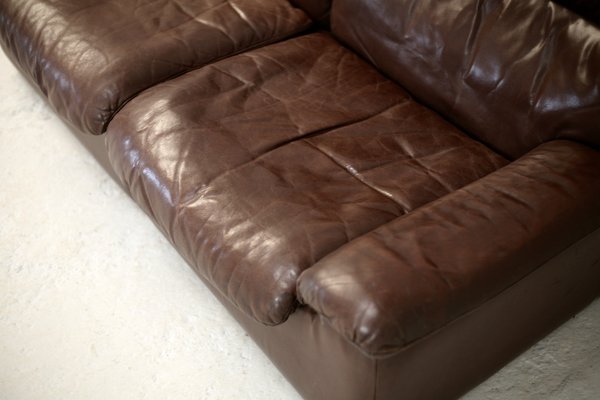 Chocolate Leather Sofa from De Sede, Switzerland, 1970s-MAO-1313291