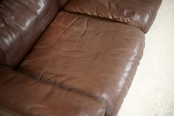 Chocolate Leather Sofa from De Sede, Switzerland, 1970s-MAO-1313291