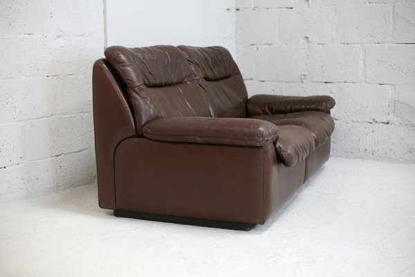 Chocolate Leather Sofa from De Sede, Switzerland, 1970s-MAO-1313291