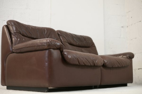 Chocolate Leather Sofa from De Sede, Switzerland, 1970s-MAO-1313291